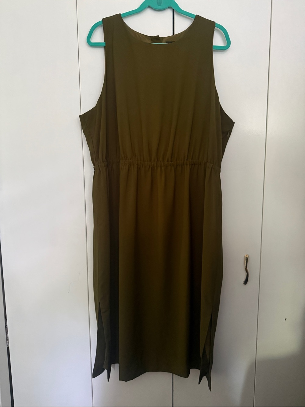 J Crew Olive Green Button Back Sleeveless Dress